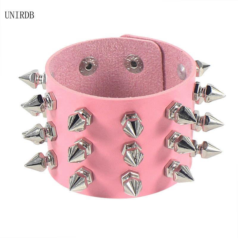 Punk Hip-Hop Rhinestone Bracelet Retro Western Wasteland Hottie Leather Snap Bracelet for Women Jewelry HUANZHI New