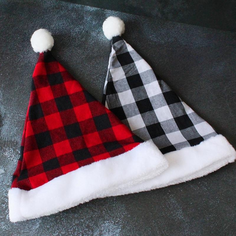 Adult Cosplay Santa Hat Comfortable Hat Traditional Lattice Pattern Christmas Santa Hat for Adult New Year Presents