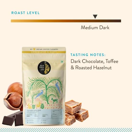 Blue Tokai Coffee Roasters Cold Brew Blend Bold - Medium Dark Roast |South Indian Filter Grind 250G Pouch| Rich & Smooth Coffee Blend