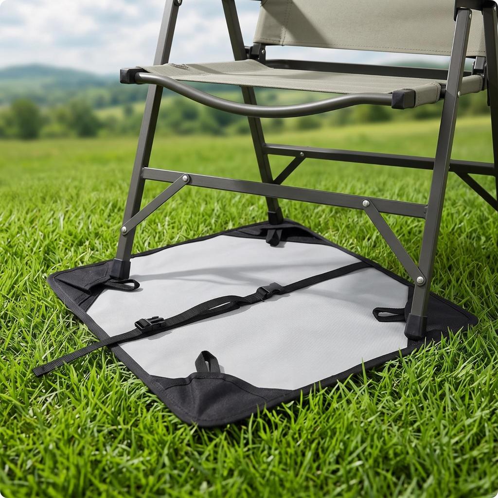 Camping Chair Mat with Loops | NonSlip Corner Pads, guard Ground Sheet, for Beach