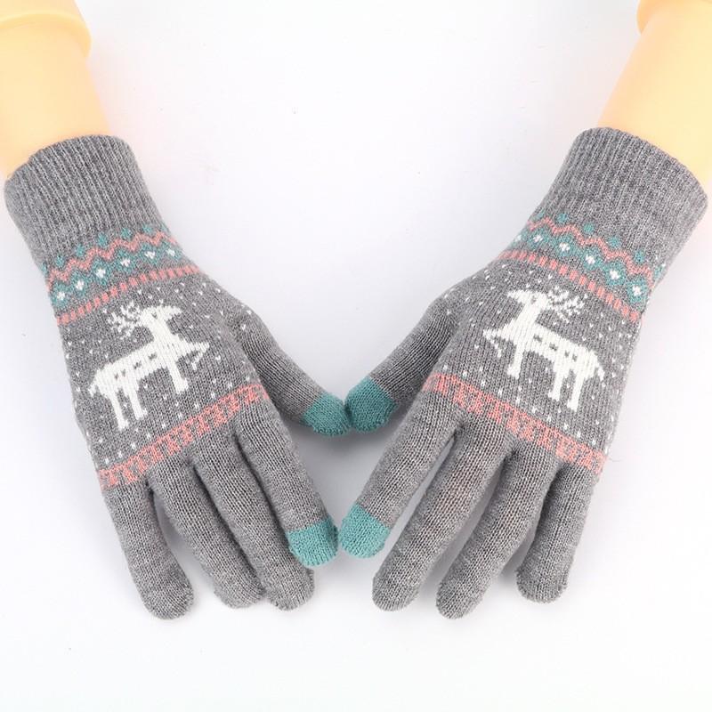 Winter new plush gloves cycling knitted gloves autumn and winter girls cute cold touch screen student warm gloves