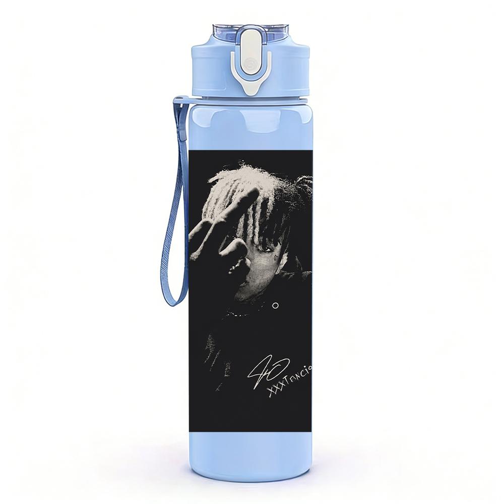 PC Dark Band Black White Portrait Print 750ml colorful plastic sports water bottle leakproof pop up lid with straw for outdoor work home use