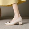 Women's Chunky Heel Low-Cut Work Shoes for Autumn