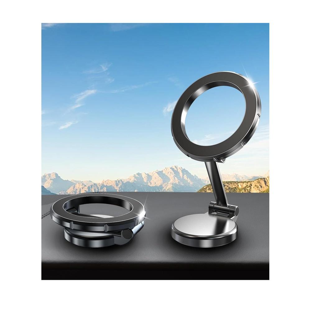 Magsafe car mount for car [Foldable and 360 degree rotatable] All-Metal Magnetic Car Phone Holder Strong Magnetic Phone Holder for iPhone Hands-free