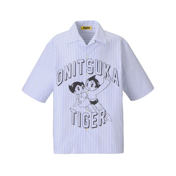ONITSUKA TIGER X Astro Boy Collaboration SS Shirt Fashion Casual Short Sleeve Shirt Unisex Shirts Light-Blue 2181B118-300