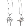 Fashion Four-Pointed Star Necklace Clavicle Chain Smooth Cross Pendant Necklace Wedding Party Jewelry for Women Girls