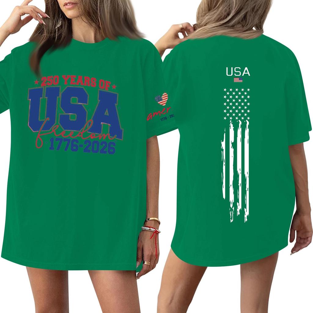 Women's Casual Fashion Round Neck Casual Print Short Sleeve T-Shirt Top