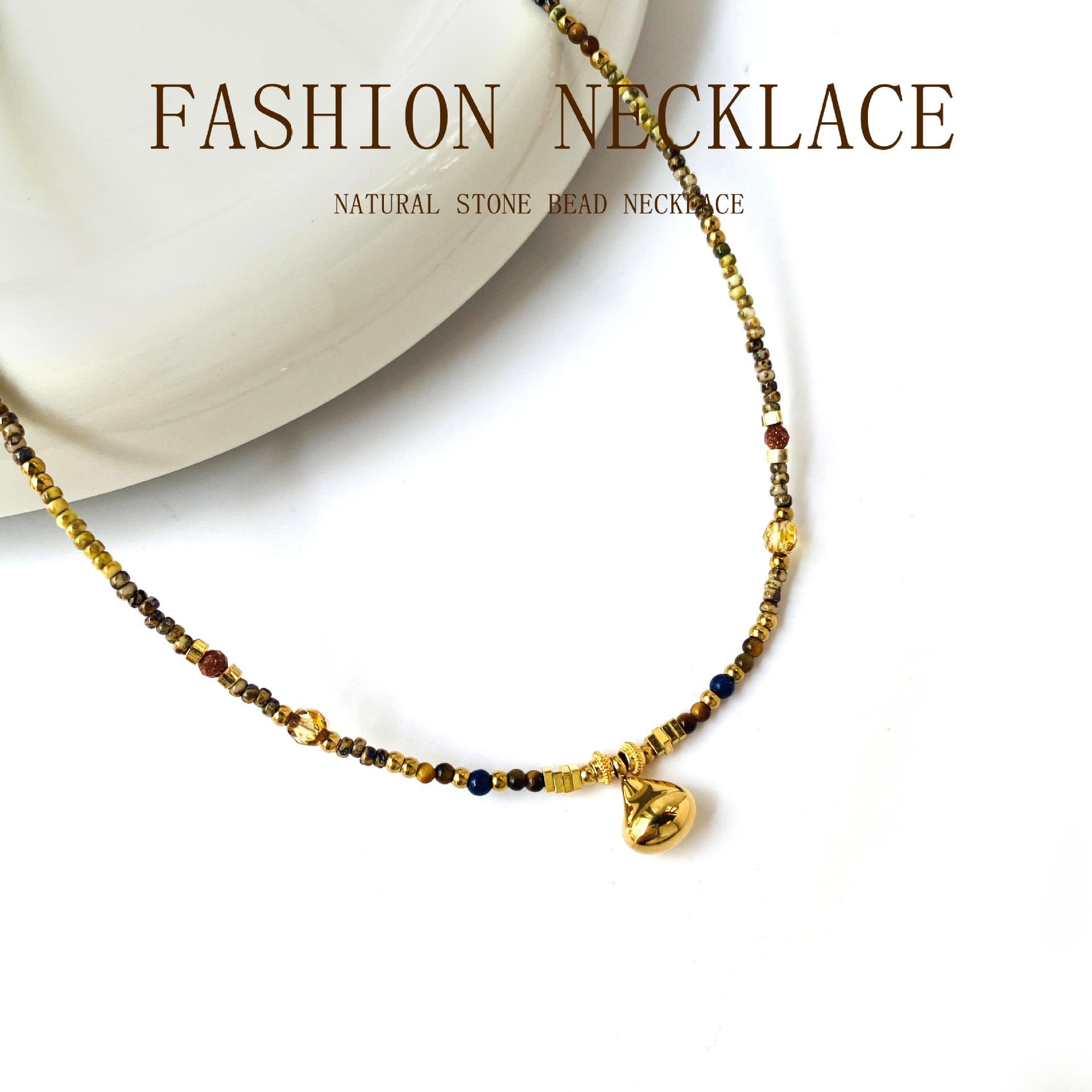 

Yi An Millard Natural Agate & Titanium Steel Choker Necklace - Women s Light Luxury Clavicle Chain Custom