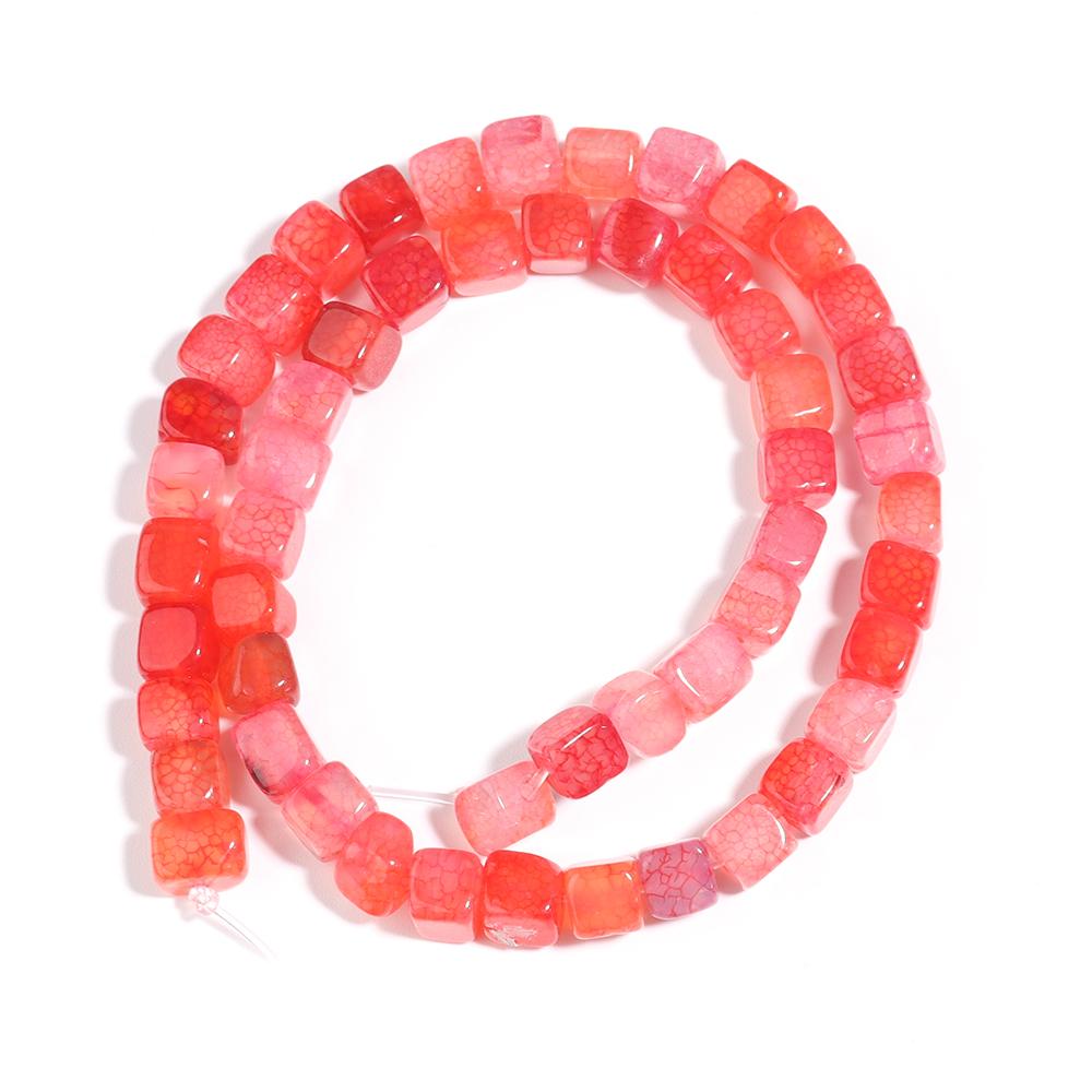 Natural Stone Square Beads 8mm Striped Agate Tube Stone Loose Spacer Beads For Jewelry Making Accessories DIY Bracelet Keychain