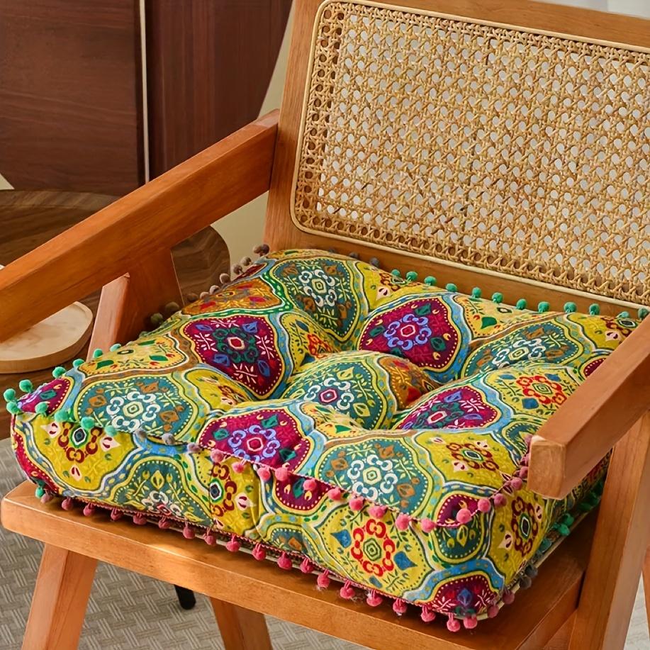 Boho Moroccan Floor Cushion, Thick Soft Square Seat Pillow, Comfortable Meditation Mat for Tatami, Living Room & Home Decor