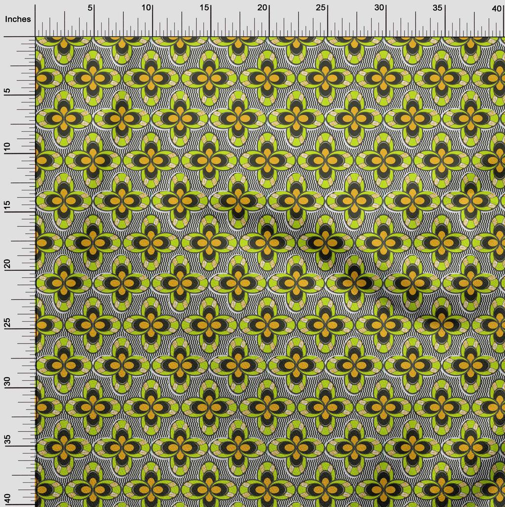 oneOone Cotton Flex Green Fabric African Sewing Material Print Fabric by The Yard 40 Inch