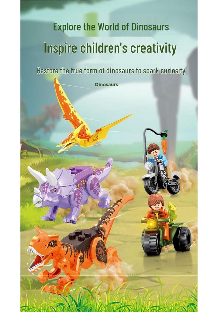 ShengBao Triceratops Valley Chase Dinosaur Building Blocks Educational Toy