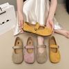 New flat-soled Birkenstocks spring and summer with skirts Doudou shoes retro soft-soled Mary Jane single shoes