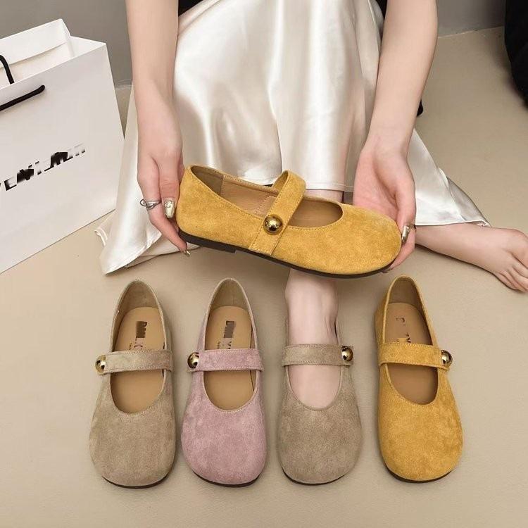 New flat-soled Birkenstocks spring and summer with skirts Doudou shoes retro soft-soled Mary Jane single shoes