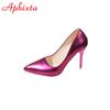 Aphixta 10cm Stiletto Heels Women's Pumps Serpentine Thin Heels Pointed Toe Patent Leather Office Shoes