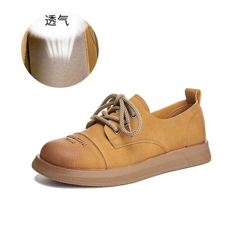 Leather Single Shoes Women's Spring New Retro Shallow Mouth Fashion Shoes Women's Shoes Flat-bottomed Versatile Small Leather Shoes