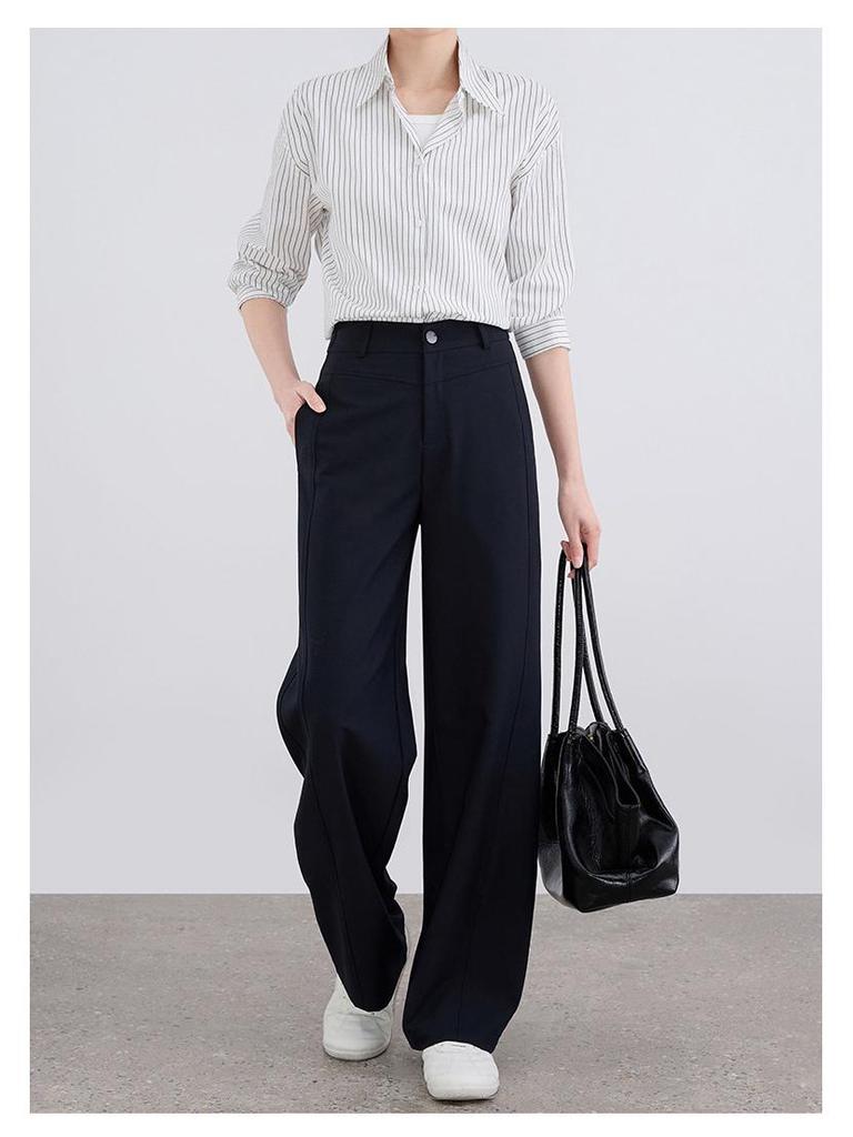 Women's High-Waisted Banana Pants - 2026 Spring/Summer Loose Straight-Leg, Slimming, Casual, Wide-Leg, Petite Fit.