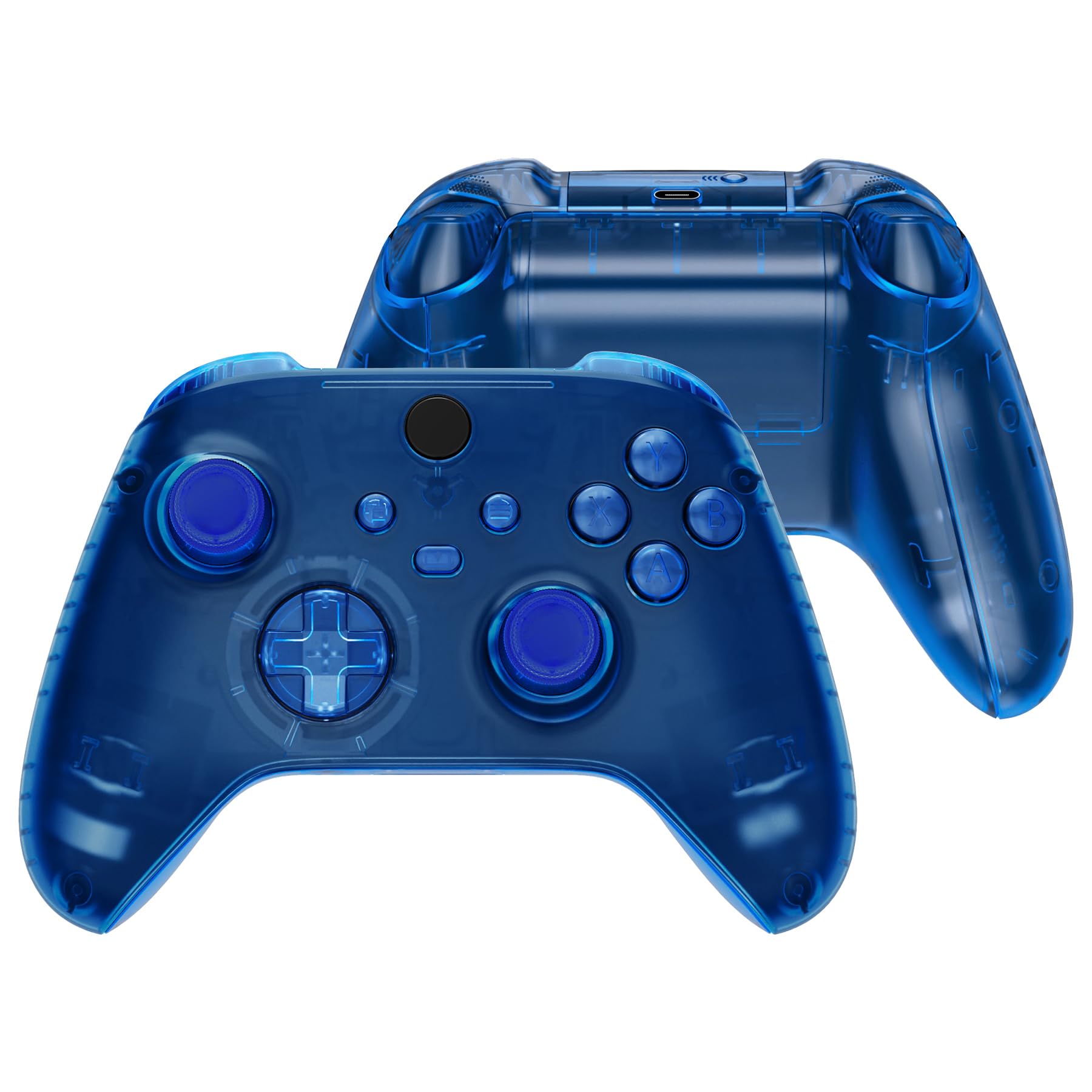 

eXtremeRate Full Shell Button Set for Xbox Series X S Clear Replacement Side Rail Grip Front Backplate Cover for Xbox Core Wireless Controller Not &