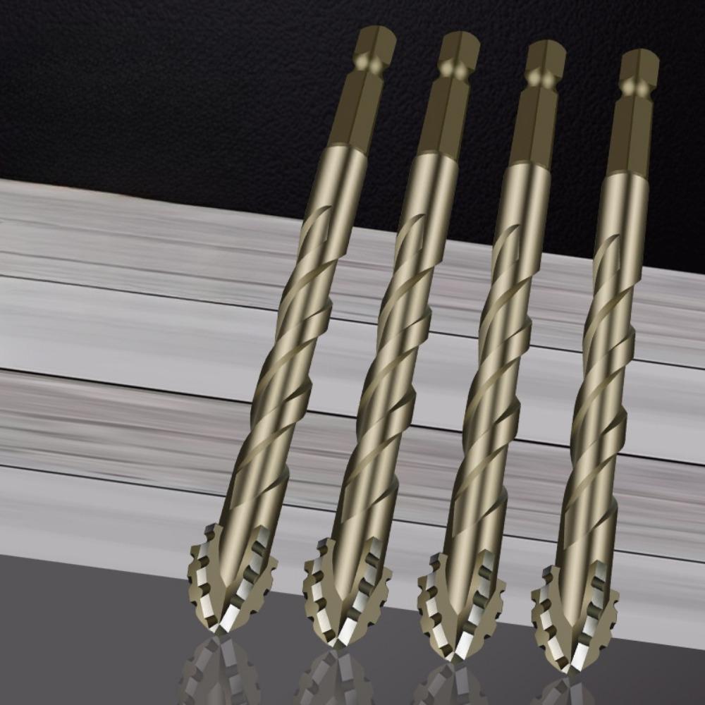 4 bucăți de burghie din carbură sunt extrem de eficiente și rezistente la uzură, burghie excentrice cu 4 tăișuri zimtate pentru găurirea uscată a plăcilor ceramice, a ceramicii