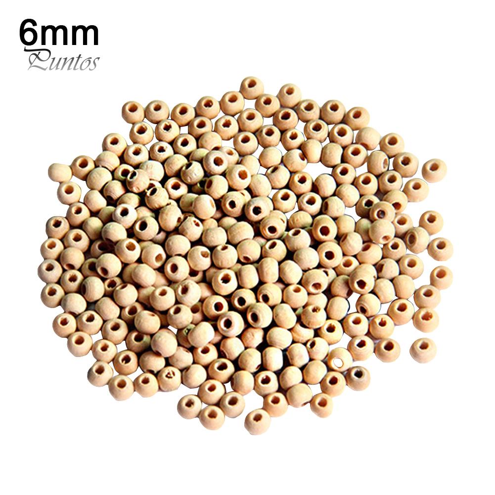 Puntos DIY 100Pcs Natural Wood Round Ball Spacer Beads Craft Jewelry Clothes Decor