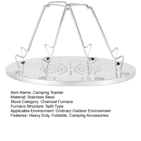 Stainless Steel Camping Stovetop Toaster Outdoor Cooking Hiking Picnic BBQ Foldable 4 Slices of Bread Camp Stove Toaster Rack Holder