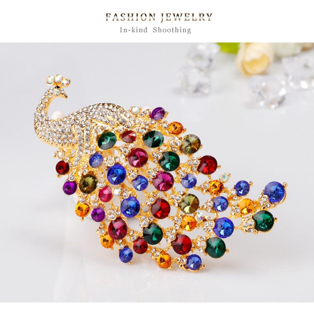 Extra Large Peacock Brooch with Colorful Crystal Rhinestones, Peacock Brooch Jewelry, Brooch Accessories, 1PCS Birthday Gift