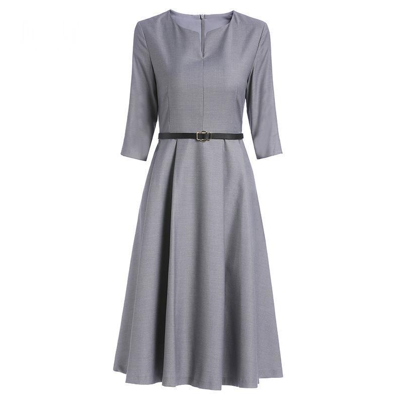 2025 French-Style Slim Waist Three-Quarter Sleeve Dress for Women