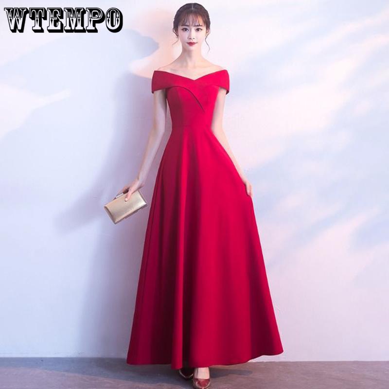 WTEMPO Women's V-neck Evening Dresses Wedding Party Reception Club Dresses A-line Wedding Dresses Hollow Strap Party Dresses