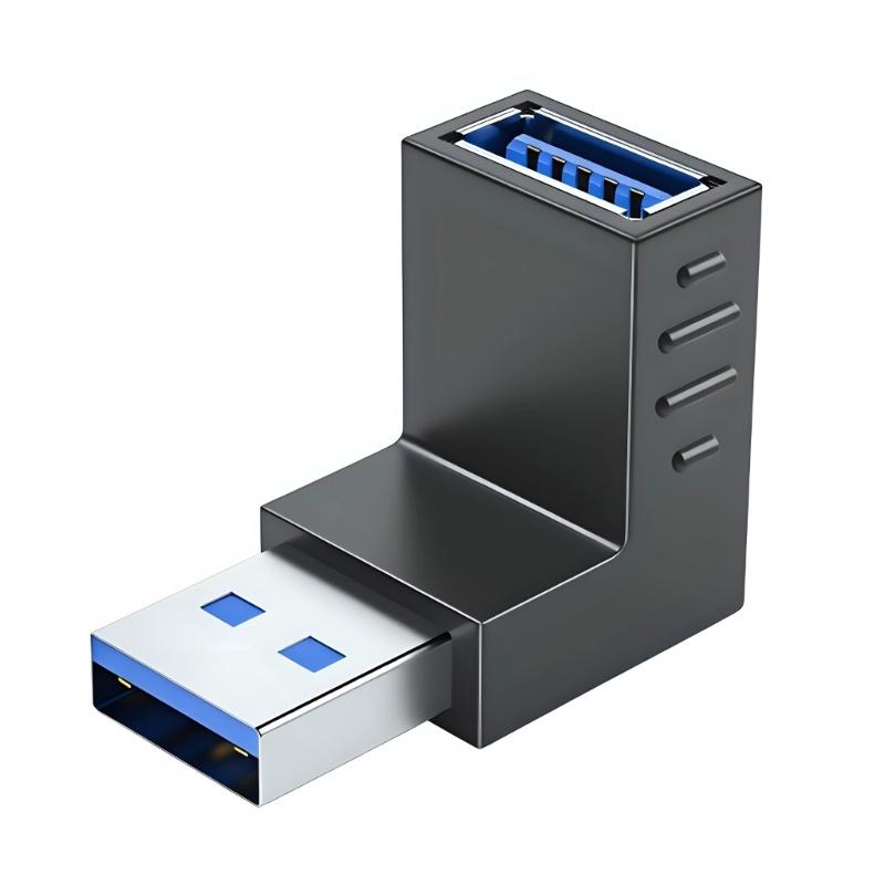 5pcs USB3.0 90 Degree Extension Adapters with Male to Female Connector for Tight Space Installation on Laptops and Vehicles
