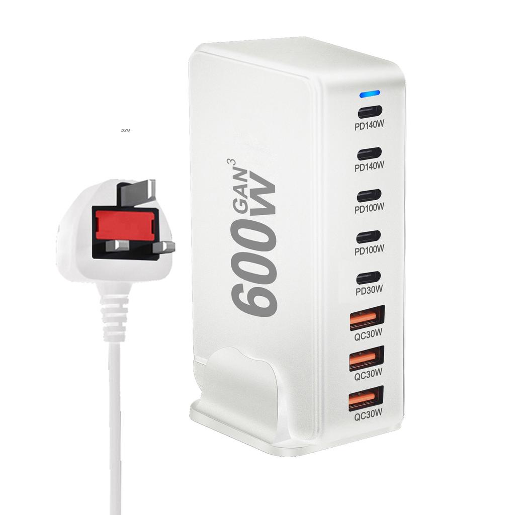 600W GaN 8-Port Ladegerät Typ C PD3.1 Adapter Schnellladestation für iPhone 16 15 Samsung Xiaomi Huawei Tablet Dropshipping