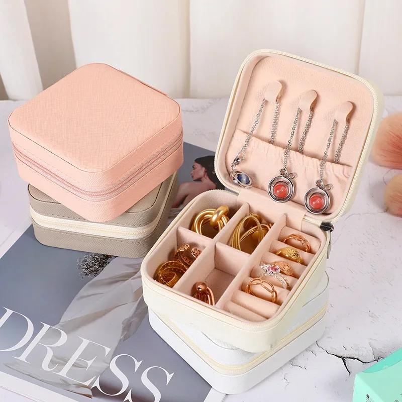 Mini Portable Jewelry Box Ins Simple Travel Pu Jewelry Box Necklace Earrings Jewelry Box Storage Box Jewelry Box Organizer