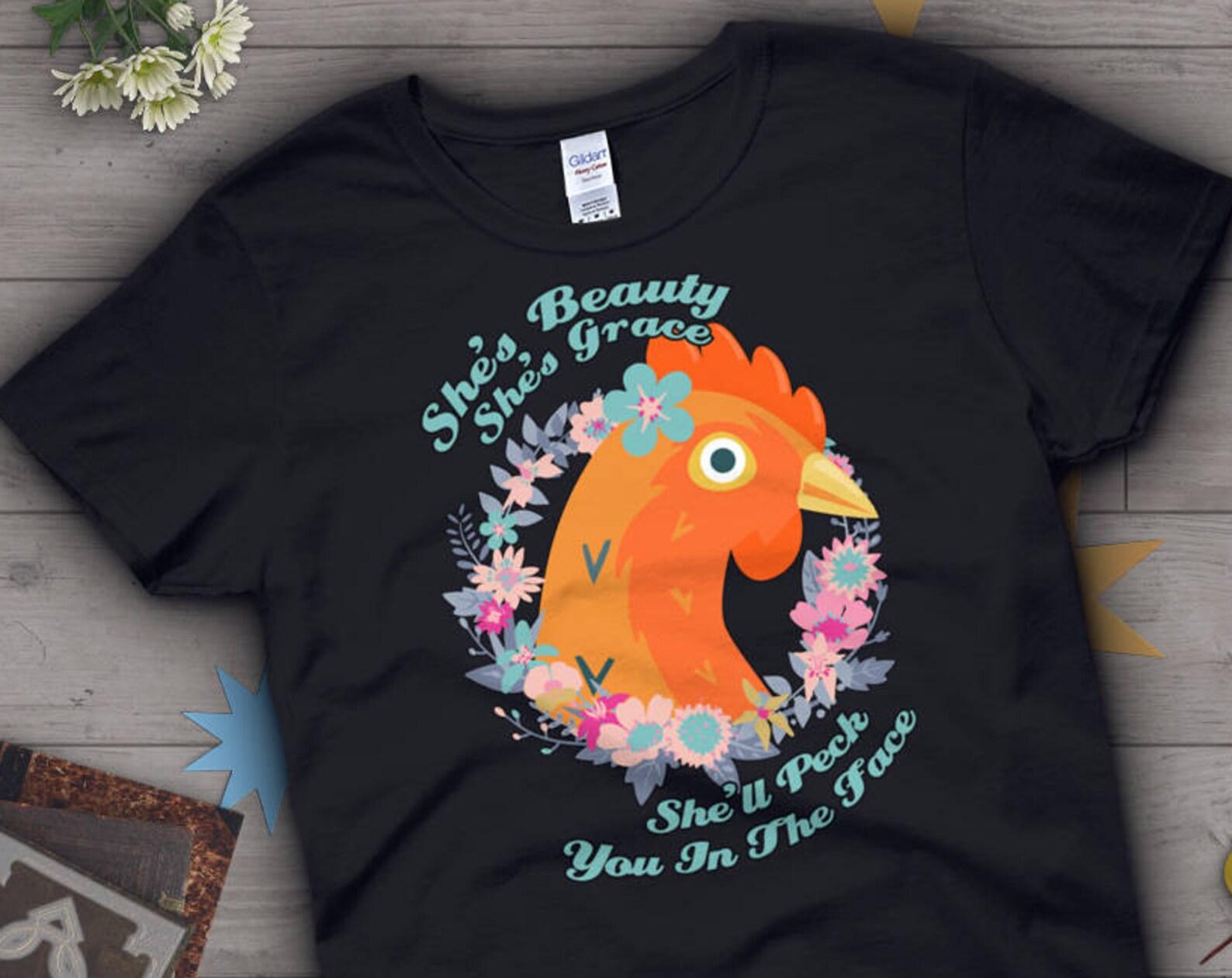 Funny Chicken Shirt, , Chicken Lover Gift, Cute Bird T-shirt, Chook Tshirt, Pet Graphic Tee, Clothing, She s Beauty She s Grace 100