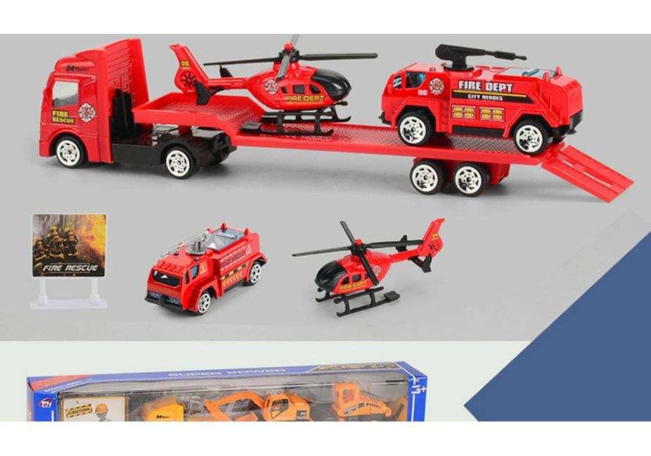 Children's Mini Alloy Inertial Car Set with Sliding Trailer Models