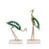 Metallhandwerk Simulierte Tierskulptur Kristallkranich Grüner Edelstein Vogel Dekorative Figuren Heimdekorationszubehör