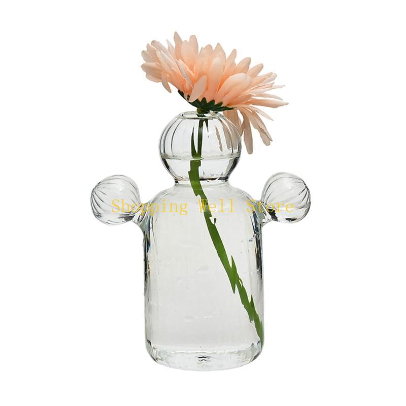 KX4B Cactus Shaped Flower Vase Glass Pen Bottle Flower Arrangement Home Decorations