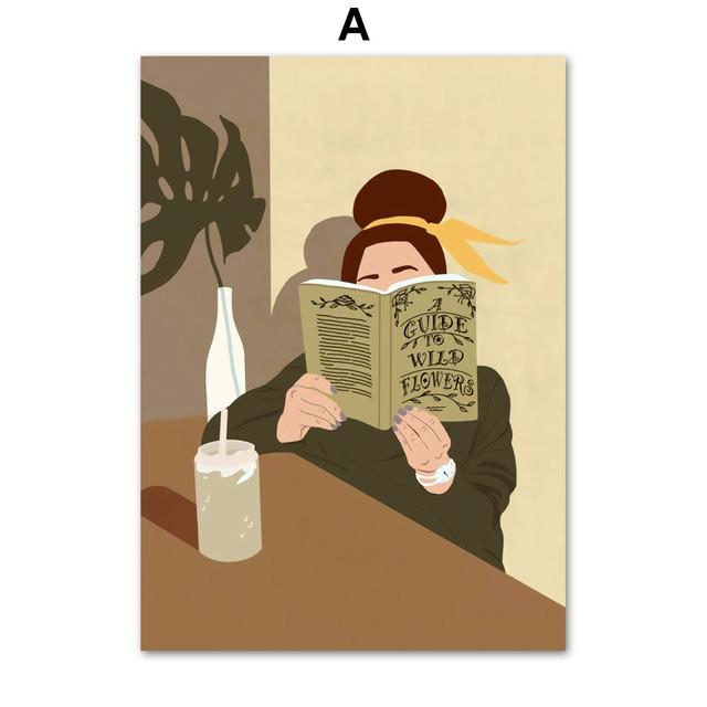 

Аннотация Boho Girl Monstera Palm Leaf Book Плакаты на скандинавскую тему и принты, настенная живопись на холсте, настенная картина для декора гостиной 21cm×30cm NoFrame