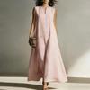 Sleeveless Long Maxi Dress for Women with Pocket Casual Loose Fit Crew Neck Summer Lightweight Sundress