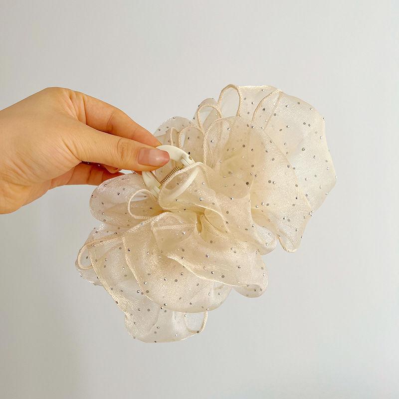 

Облако-пузырьковая сетка, большой зажим с бантом и когтями, женский зажим в виде акулы, заколки, заколка для волос, головной убор 14*20cm бежевый