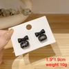 Black Dangle Earrings Crystal Square Pendants Women's Hanging Earrings Korean Bowknot Pearl Flower Earrings