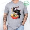 Ramen Cat Tshirt for Women Men Japanese Style Cat Lover T-Shirt Kawaii Cartoon Short Sleeve T Shirts Mens Clothes Tee Shirt Tops