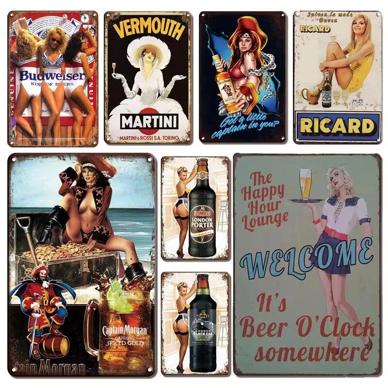 Vintage French Beer Tin Signs Decor Theme Irish Bars Club Pub Wall Posters Metal Plate Retro Vodka Iron
