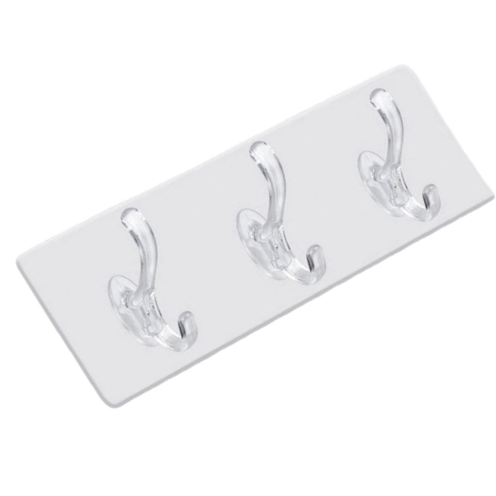 Wall Mounted Coat Rack PVC Strong Stable Multifunctional Simple Wall Hanger with 3 Hooks for