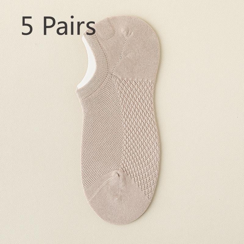 

5 пар мужских сетчатых массажных носков из чистого хлопка с невидимым дезодорантом, не снимающихся с пятки 5 Pairs хаки