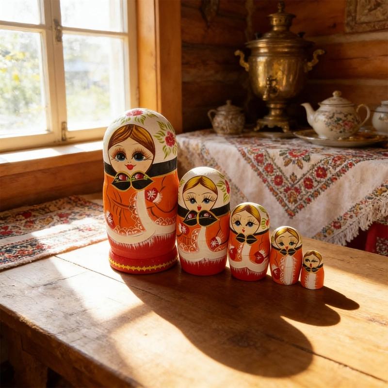 Traditional Russian Matryoshka Doll 5Piece/Set Wooden Stacking Nesting Doll Toy For Children Home Decors Souvenir Gift