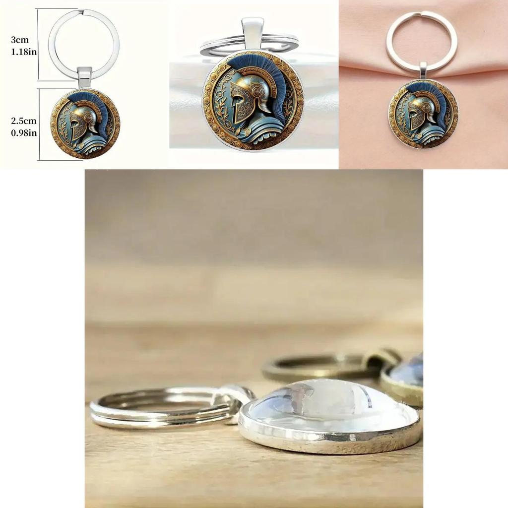 Roman Warrior Helmet Glass Alloy Keychain With Modern Minimalist Look For Party Favor