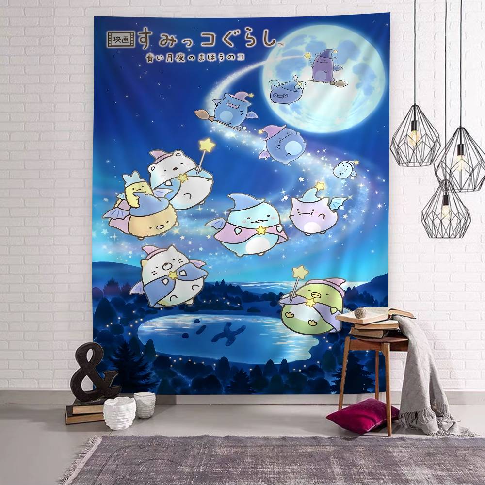 Japan Anime Sumikko Gurashi Wall Tapestry Hanging Tarot Hippie Wall Rugs Dorm Wall Hanging Sheets