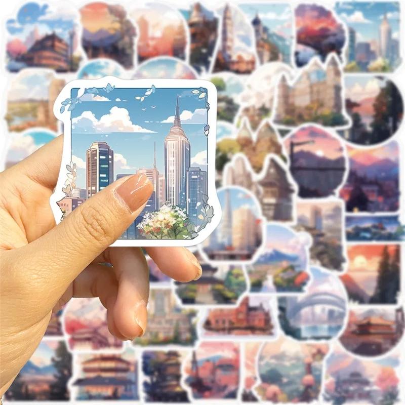 10/30/50PCS Cartoon Scenery PVC Sticker Aesthetic Korean Children's Decoration Scrapbooking Stationery School Supplies for Kid