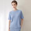 100% Pure Cashmere Round Neck Knit Short Sleeve Sweater