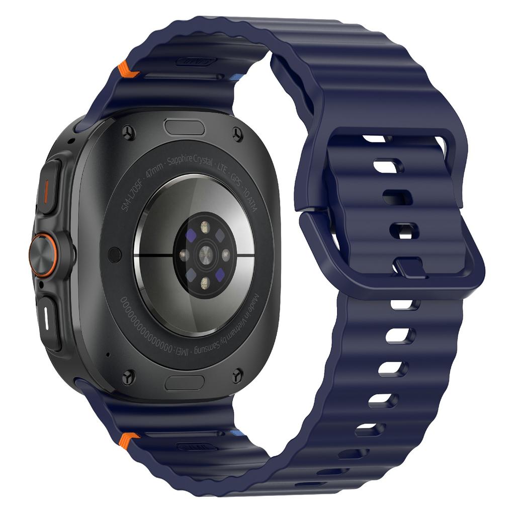 For Samsung Galaxy Watch Ultra 2 49mm/Watch Ultra 47mm Watch Band Wave Pattern Stitched Design Silicone Wrist Strap