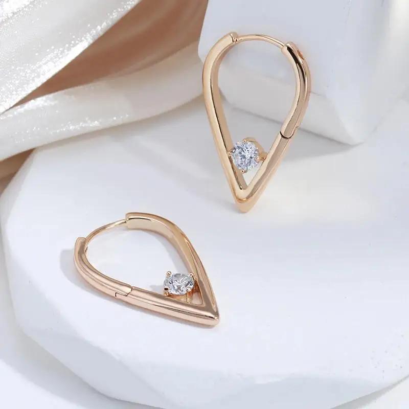 Women's V-shaped Synthetic Zirconia Earrings, Drop Shaped Earrings, Exquisite Jewelry Gifts for Holiday Parties